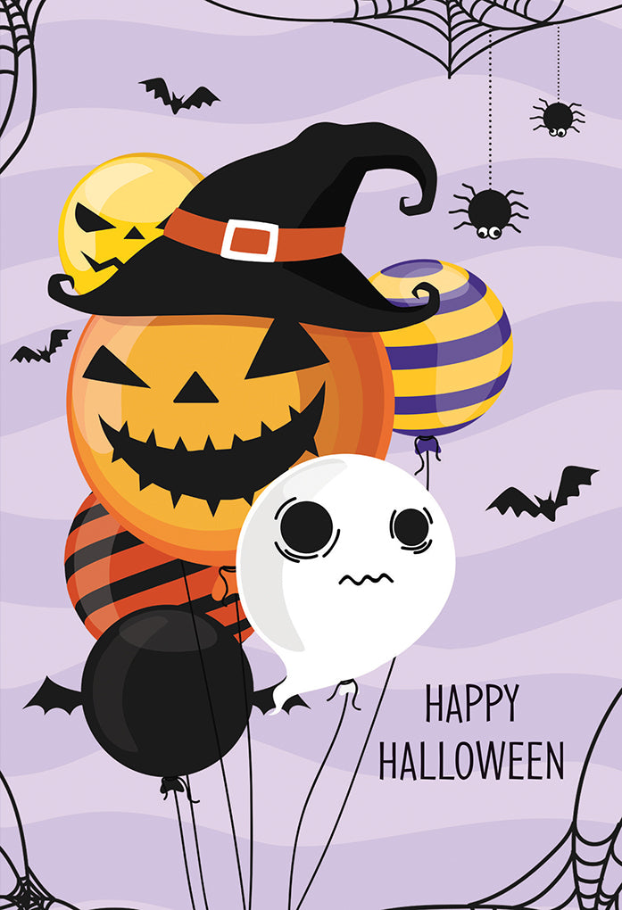Pumpkin & Ghost Balloons Halloween Card